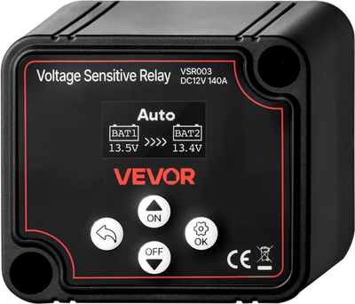 VEVOR Dual Battery Isolator, 12V 140 Amp, Manual and Automatic VSR Voltage Sensitive Relay with LCD Screen, Smart Battery Isolator for Lithium & Lead-Acid Batteries, for Car Truck RV UTV ATV Boat