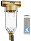 VEVOR Spin Down Filter, 40 Micron Whole House Sediment Filter for Well Water, 3/4" FNPT + 1" MNPT, 4 T/H High Flow Rate, for Whole House Water Filtration Systems, Well Water Sediment Filter