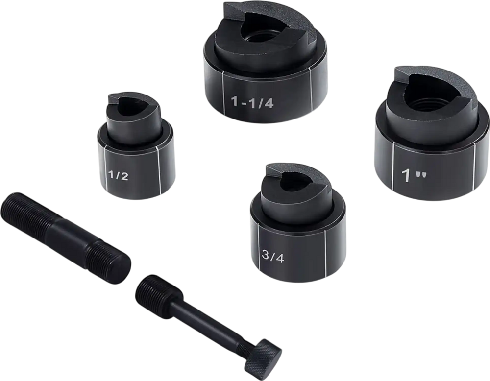 VEVOR Hydraulic Knockout Punch Kit, 4 Pieces 1/2", 3/4", 1", 1-1/4" Conduit Hole Cutter Set, Metal Sheet Driver Tools, KO Tool Kits For Aluminum, Brass, Stainless Steel, Fiberglass and Plastic