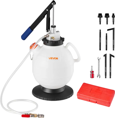 VEVOR Transmission Fluid Pump, 7.5 L Capacity, Manual Fluid Transfer Pump with 8 ATF Adapters & 47 in Outlet Horse, ATF Refill Kit, Oil Extractor Dispenser with HDPE Tank for Cars, Lawn Mowers