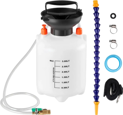 VEVOR Transmission Fluid Pump, 3 L Capacity, Manual Fluid Transfer Pump with 47 in Long Horse & HDPE Tank, Transmission Oil Pump with PTFE Tape, Manual Automotive Oil Filling System for Cars, Boats