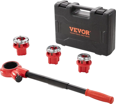 Vevor Ratchet Pipe Threader Kit with 3 NPT Dies New