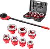 VEVOR Ratchet Pipe Threader Kit with 7 Dies, 3/8" BSPT to 2" BSPT Manual Ratcheting Pipe Threading Tool, Portable Pipes Threader Set with Toolbox for Plumbing Installation & Repair