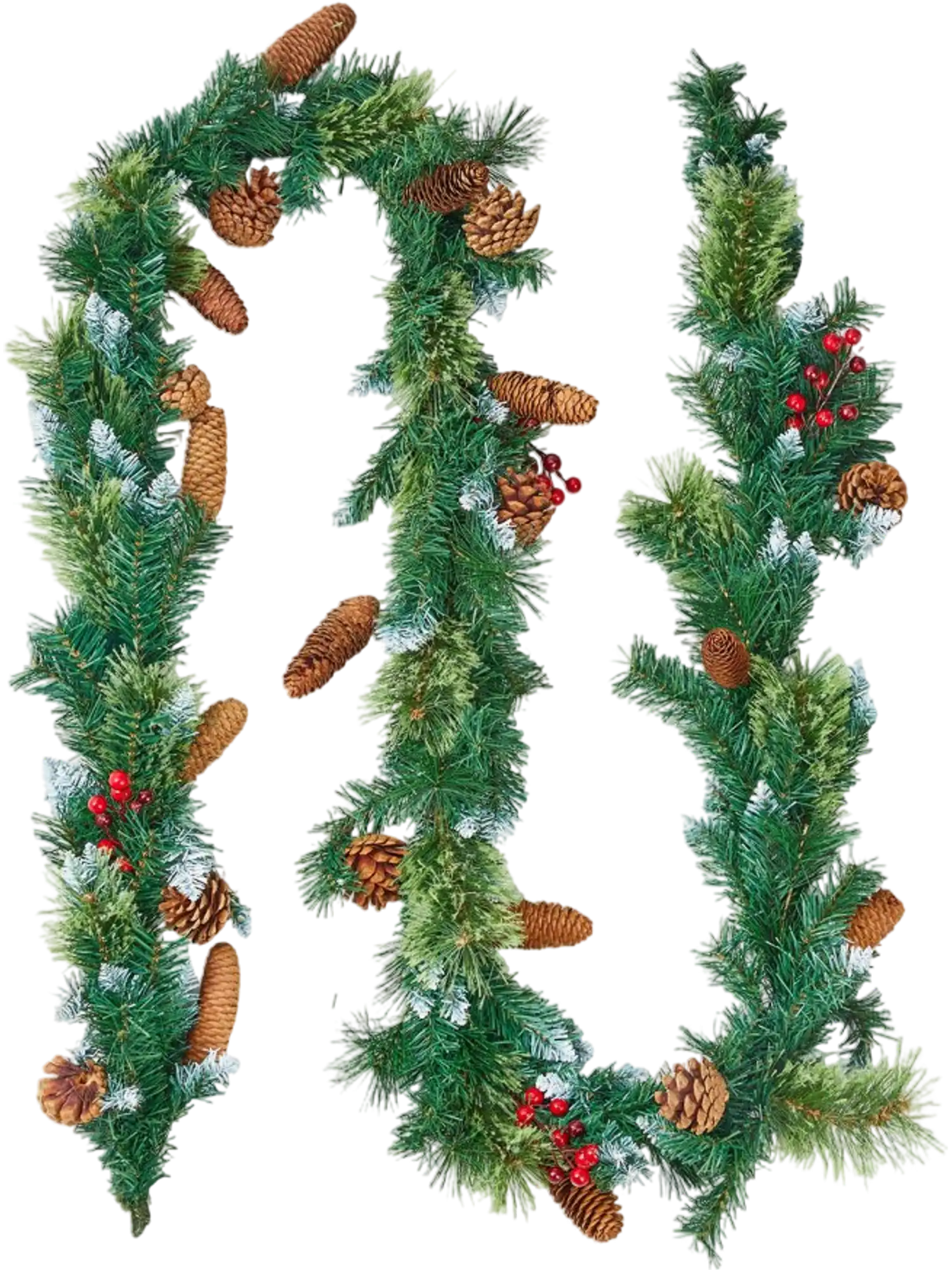 Vevor Christmas Garland 9' Artificial Garland with LED Lights, Red Berries, Pine Cones & Pine Needles New