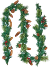 VEVOR Christmas Garland, 9-Ft Artificial Christmas Garland with Light String, Faux Greenery Decoration with Berry Clusters, Pine Needles, Pine Cones, Realistic Xmas Collection for Mantel & Fireplace