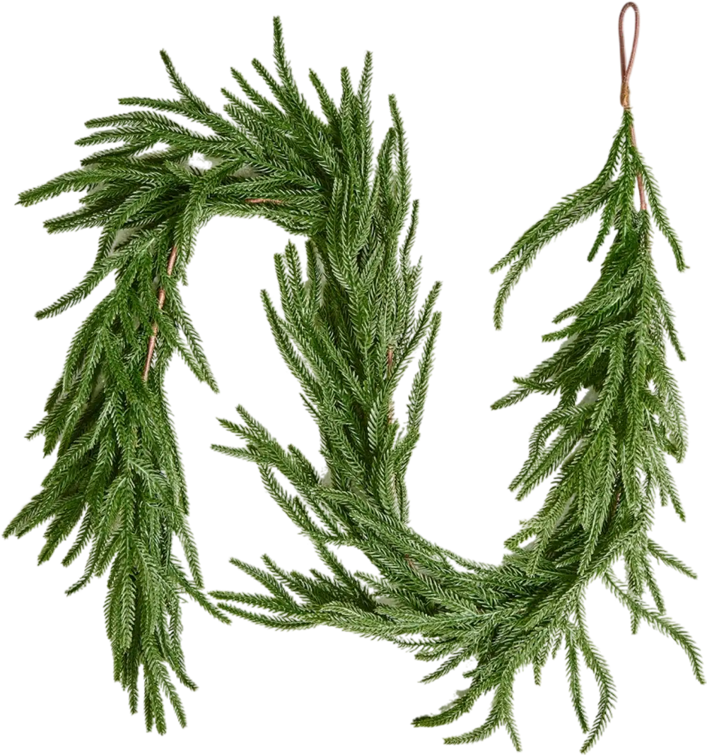 VEVOR Christmas Garland, 5-FT Realistic Norfolk Pine Garland, Evergreen Real Touch Artificial Faux Greenery Garlands, for Holiday Indoor Outdoor Xmas Decoration on Table, Mantel, and Fireplace