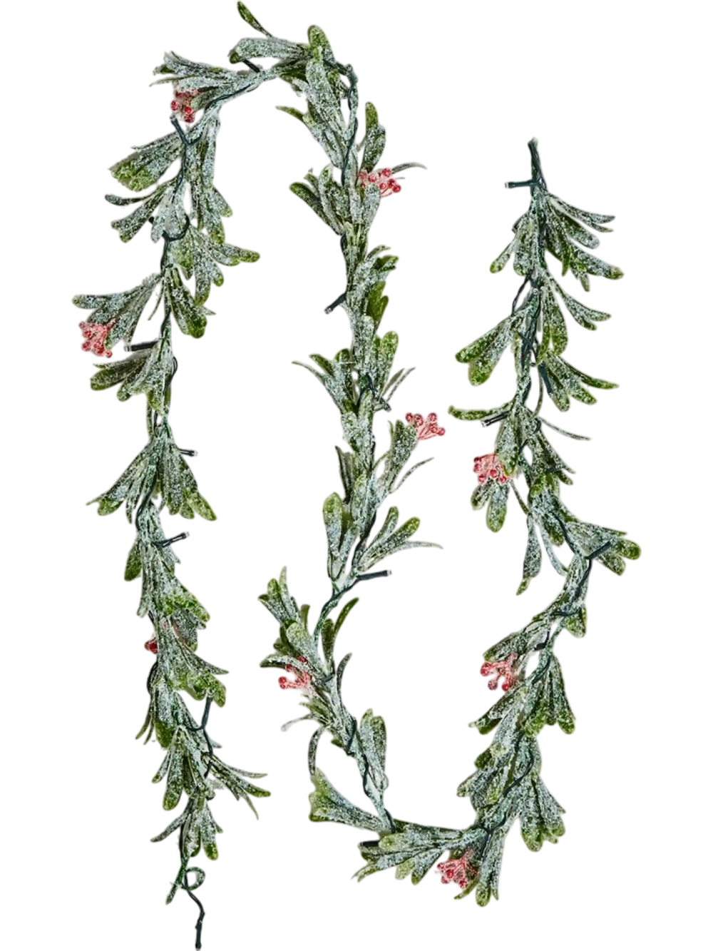 VEVOR Christmas Garland, 6.6-FT Realistic Greenery Decorated with Vines, Olive Leaves, and Berries, Evergreen Faux Garlands with Light String for Indoor Outdoor Xmas Decoration on Mantel Fireplace
