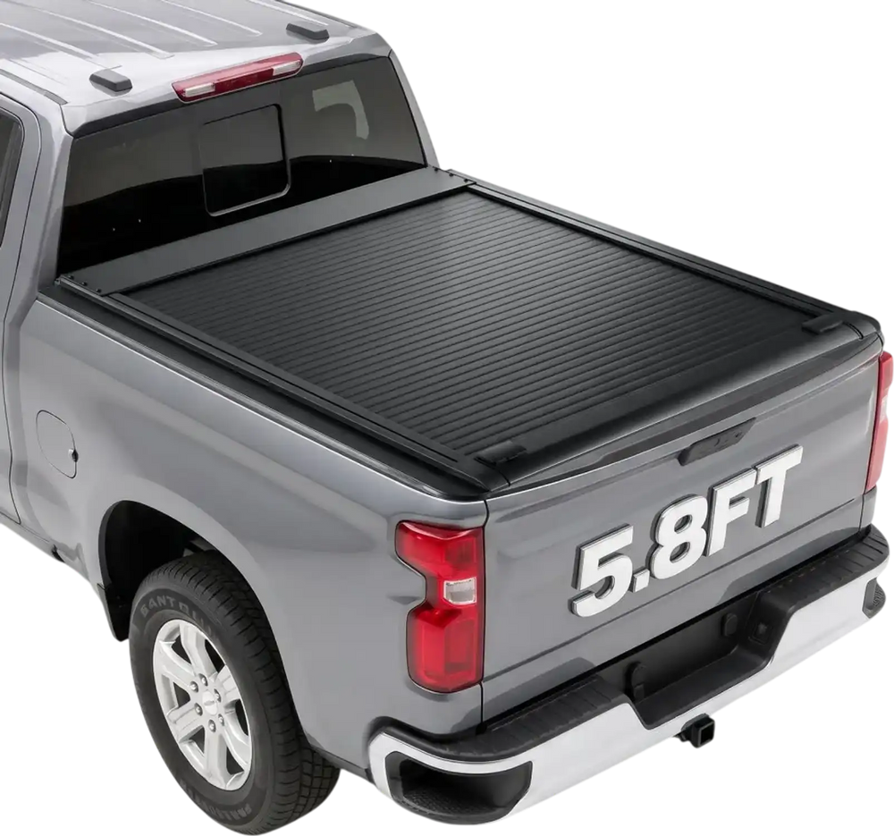 VEVOR Retractable Tonneau Cover 5.8FT Hard Truck Bed Cover Manual Retract, Compatible with 2007-2026 Silverado/Sierra 1500 5.8FT Bed (69.3"), Waterproof Aluminum Frame, T-Slot & Lock Key for Trips