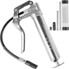 VEVOR Pistol Grip Grease Gun, 3500 PSI, 4 OZ / 120 CC Capacity Heavy Duty Professional Grease Gun, with 11.65 Inch Flexible Hose 2 Black Flat Couplers, 1 Reinforced Nozzle, and 2 Rigid Metal Pipes