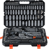 VEVOR Mechanics Tool Set, 253-Piece Mechanic Tool Kit, 1/4 in, 3/8 in, and 1/2 in Drive, SAE and Metric Socket Set, Wrenches, Screwdriver Bits, Accessories, and Storage Case, for Automotive Repair