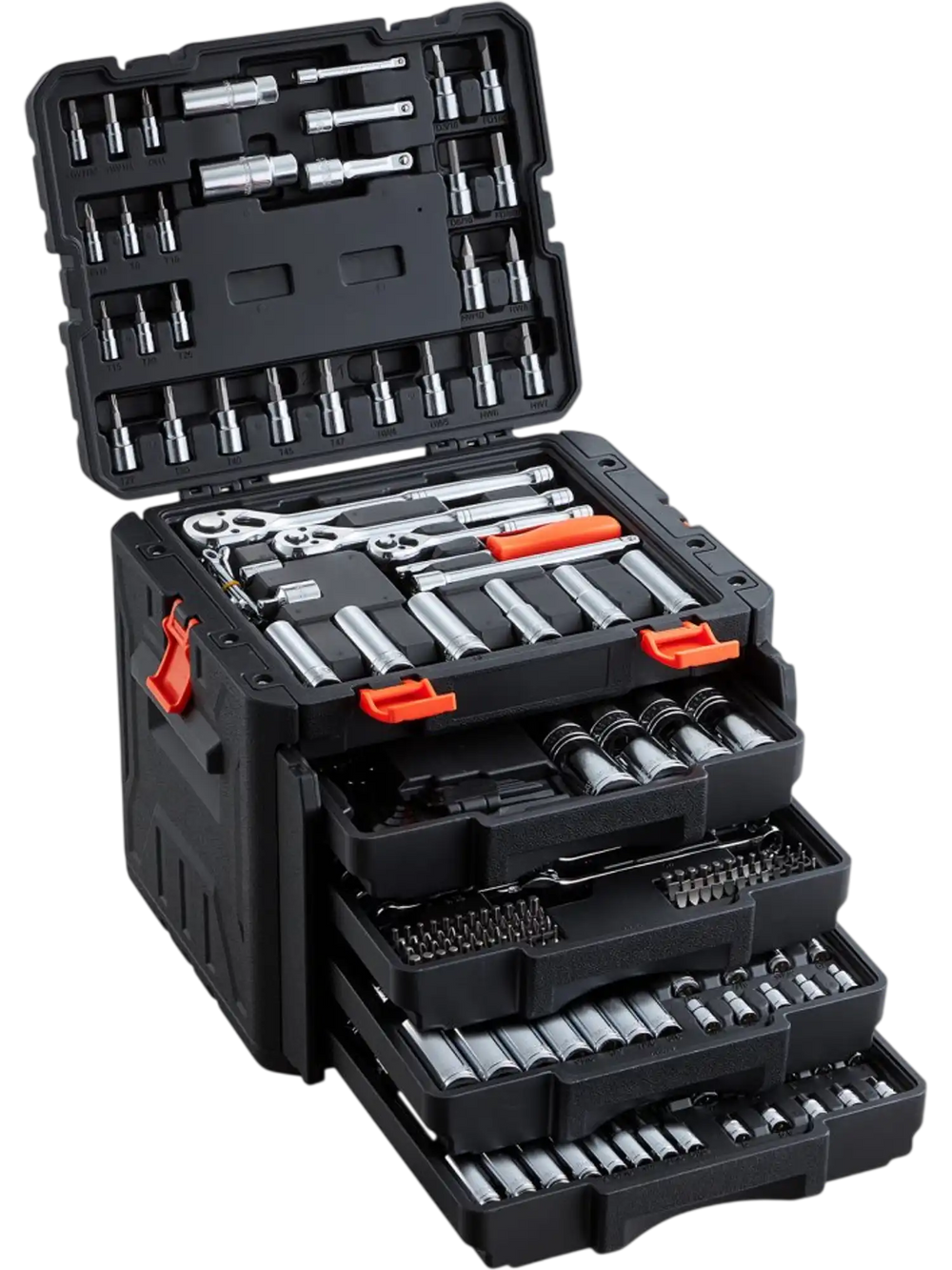 VEVOR Mechanics Tool Set, 297-Piece Mechanic Tool Kit, 1/4 in, 3/8 in, and 1/2 in Drive, SAE and Metric Socket Set, Wrenches, Screwdriver Bits, Accessories, and Storage Case, for Automotive Repair