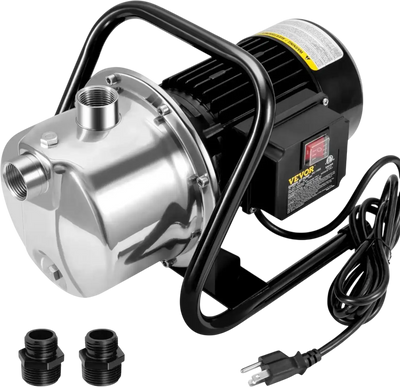 VEVOR Shallow Well Pump, 1.1 HP 115V, 978 GPH 131 ft Height, 40psi Max Pressure, Portable Stainless Steel Sprinkler Booster Jet Pumps for Garden Lawn Irrigation system, Lake Fountain, Water Transfer
