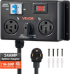 VEVOR Manual EV Charging Switch, NEMA 14-30P to 14-30R & 14-50R, Splitter Switch for Dryer & EV, 24A Max 240V Manual Power Distribution with Circuit Breaker, Hand-Operated Selector, Plug and Play, ETL