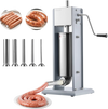 VEVOR Manual Sausage Stuffer, 11 LBS / 5 L Vertical Meat Stuffer, Heavy Duty Sausage Casing Meat Stuffing Machine, Dual-Speed Stainless Steel Filler with 5 Filling Tubes, for Commercial and Home Use