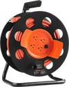 VEVOR Extension Cord Reel, 100FT, with 4 Outlets and Dust Cover, Heavy Duty 12AWG SJTOW Power Cord, Manual Cord Reel with Portable Handle Circuit Breaker, for Toolshed Garage, Tested to UL Standards