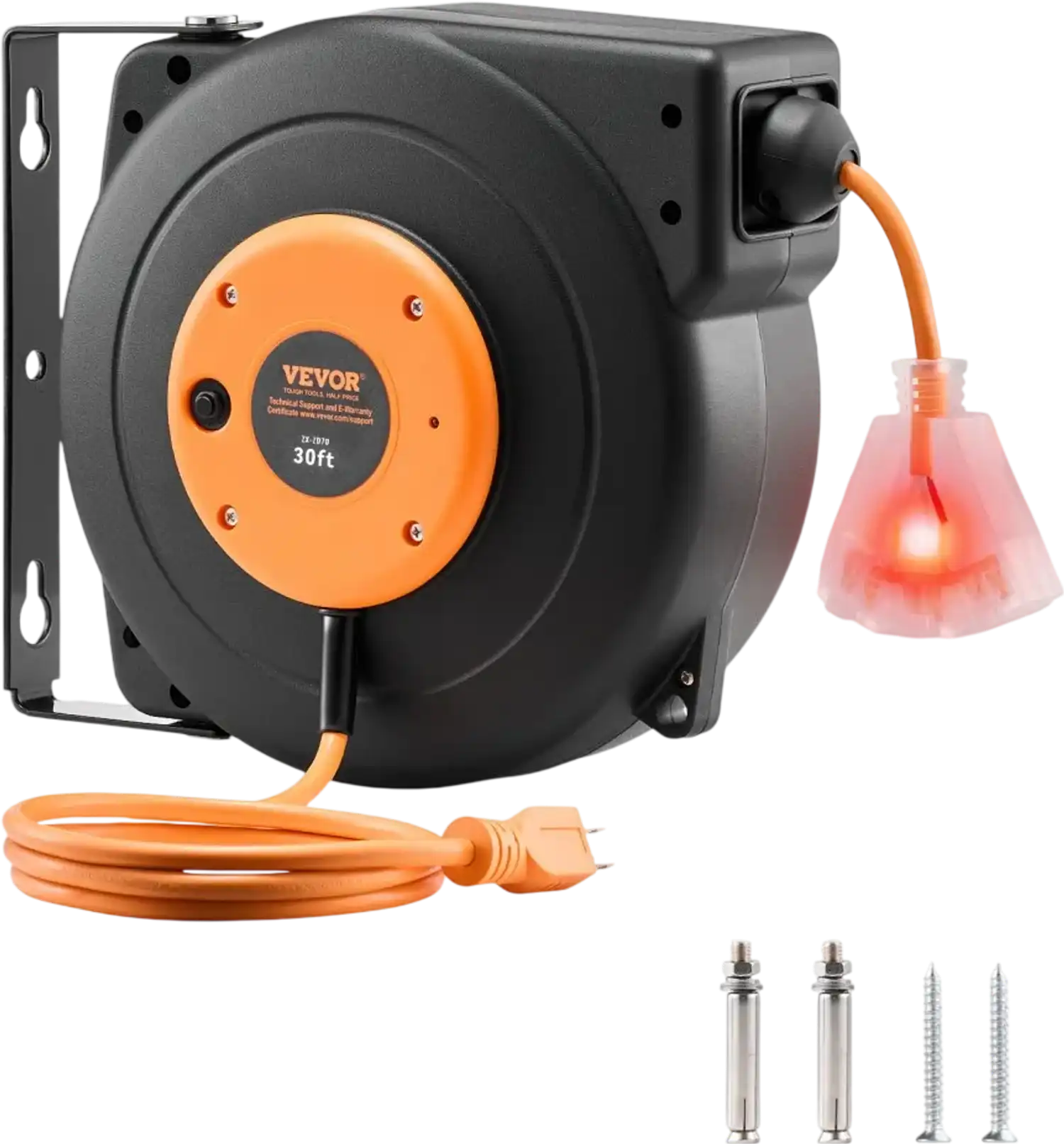 Vevor Extension Cord Reel 30' Retractable Heavy Duty 16AWG/3C SJTOW New