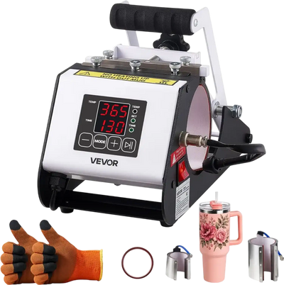 Vevor Tumbler Heat Press Machine 40 oz Sublimation Cup Press Black and White New