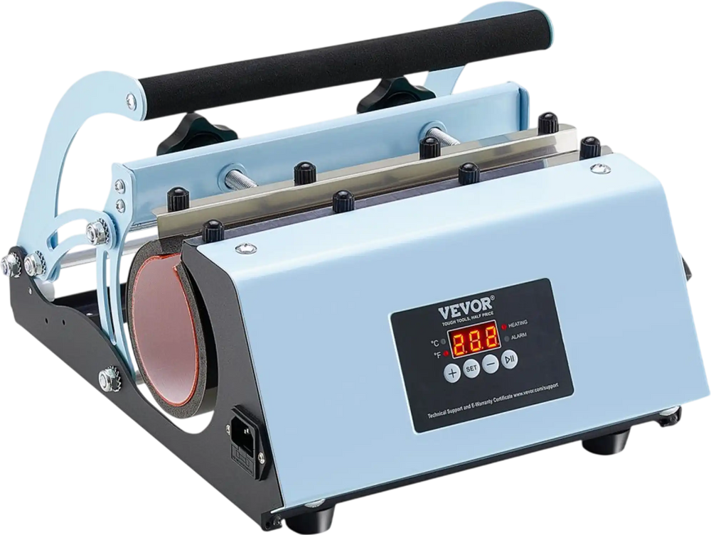VEVOR Tumbler Heat Press Machine, 11-30oz Mug Press, Heat Up Fast and Even, Tumbler Press with Sublimation Paper, Tape and Gloves, Temp and Time Setting, for Sublimation Tumblers, Cups, Mugs, Blue