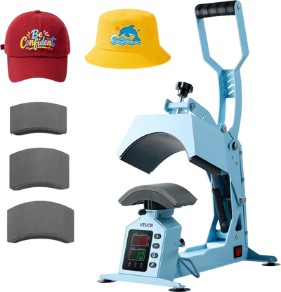 Vevor Hat Press Machine 4-in-1 Heat Press for Hats and Caps Light Blue New