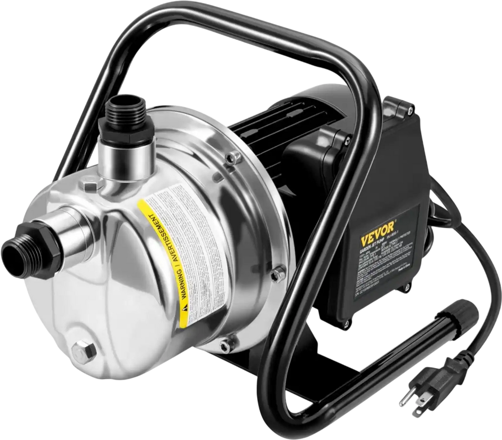 VEVOR Shallow Well Pump, 1.5 HP 115V, 1200 GPH 164 ft Height, 87 psi Max Pressure, Portable Stainless Steel Sprinkler Booster Jet Pumps for Garden Lawn Irrigation system, Lake Fountain, Water Transfer