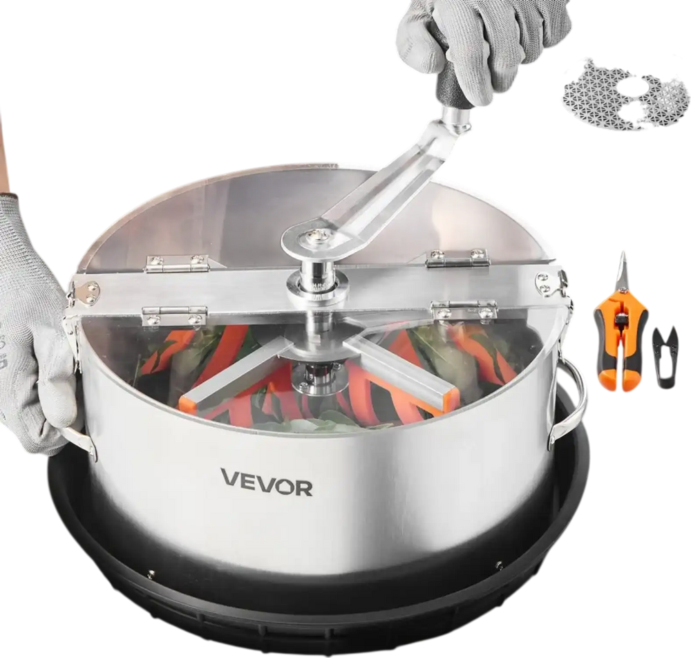 VEVOR Manual Bud Leaf Trimmer, 12 in Reaper Bowl Bud Trimmer with Stainless Steel Blades, Visual Cutting , Wet & Dry Hydroponic Cutting Machine with Tray, Twisted Spin Cut for Plant Buds Flowers