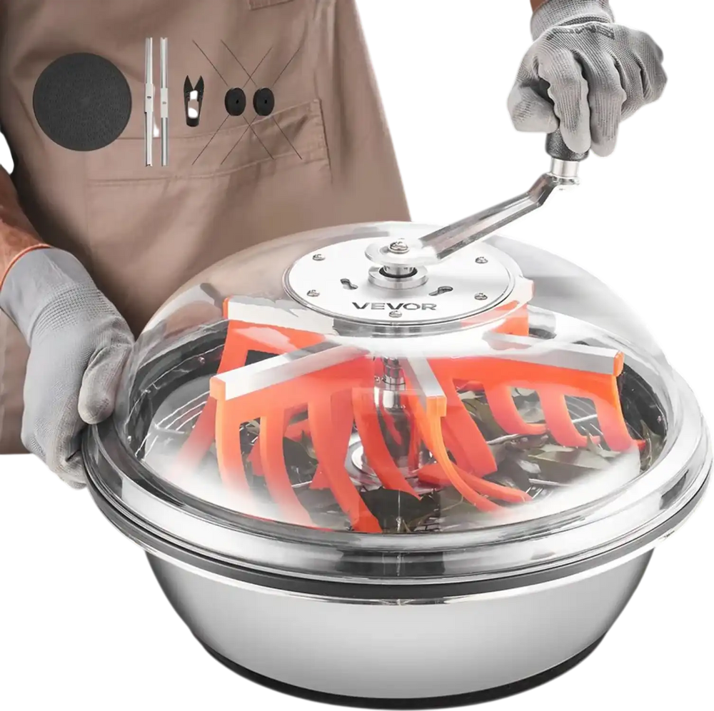 VEVOR Bud Leaf Bowl Trimmer, 16 in Manual Bud Trimmer, with Sharp Stainless Steel Blades, Visual Cutting, Wet & Dry Hydroponic Cutting Machine, Twisted Spin Cut for Plants Leaves Buds Flowers