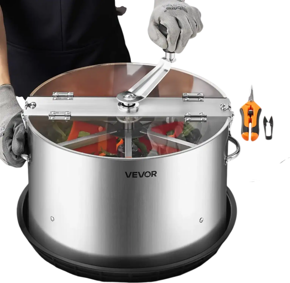 VEVOR Manual Bud Leaf Trimmer, 16 in Reaper Bowl Bud Trimmer with Stainless Steel Blades, Visual Cutting, Wet & Dry Hydroponic Cutting Machine with Tray, Twisted Spin Cut for Plant Buds Flowers
