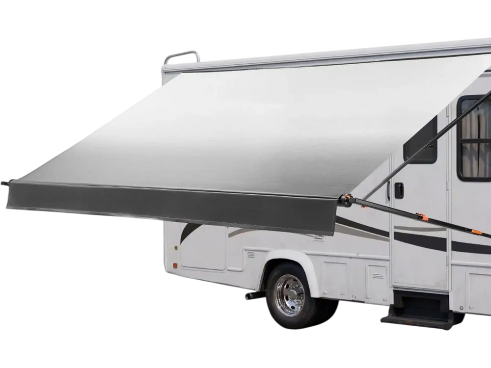 VEVOR Manual RV Awning Complete Kit, 18.12FT Retractable RV Awning with Aluminum Alloy Frame & Waterproof PVC Fabric, Outdoor Camping Trailer Awnings Fit Most RVs (18FT Type, Gradient Black)