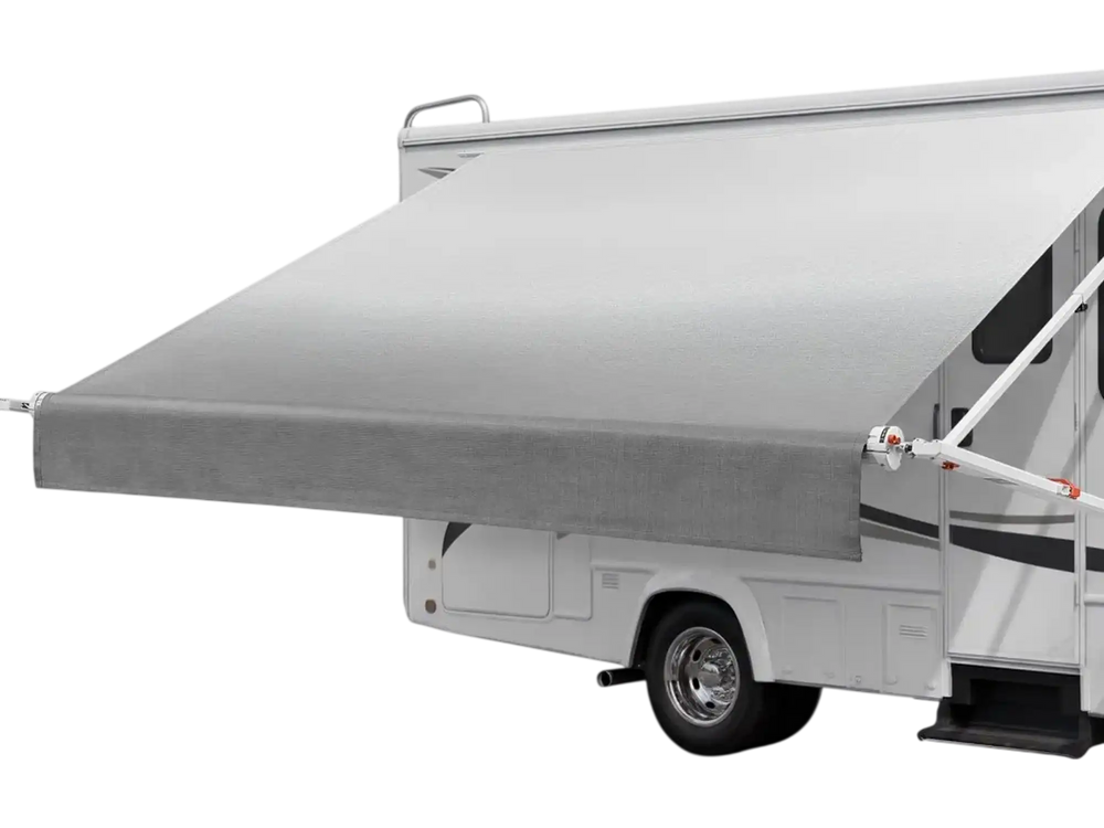 VEVOR Manual RV Awning Complete Kit, 10.12FT Retractable RV Awning with Aluminum Alloy Frame & Waterproof PVC Fabric, Outdoor Camping Trailer Awnings Fit Most RVs (10FT Type, Gradient Gray)