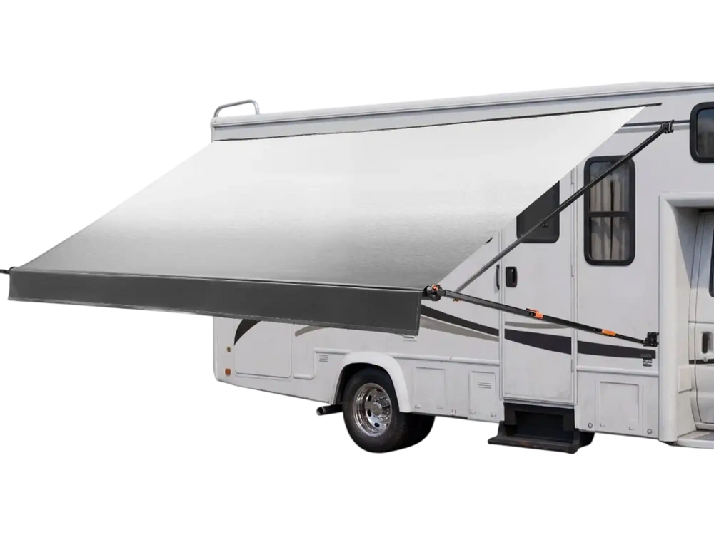 VEVOR Manual RV Awning Complete Kit, 20.12FT Retractable RV Awning with Aluminum Alloy Frame & Waterproof PVC Fabric, Outdoor Camping Trailer Awnings Fit Most RVs (20FT Type, Gradient Black)