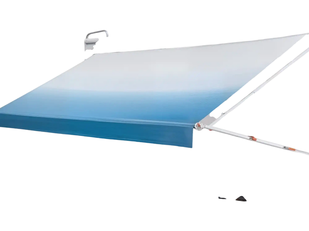 VEVOR Manual RV Awning Complete Kit, 20.12FT Retractable RV Awning with Aluminum Alloy Frame & Waterproof PVC Fabric, Outdoor Camping Trailer Awnings Fit Most RVs (20FT Type, Gradient Blue)