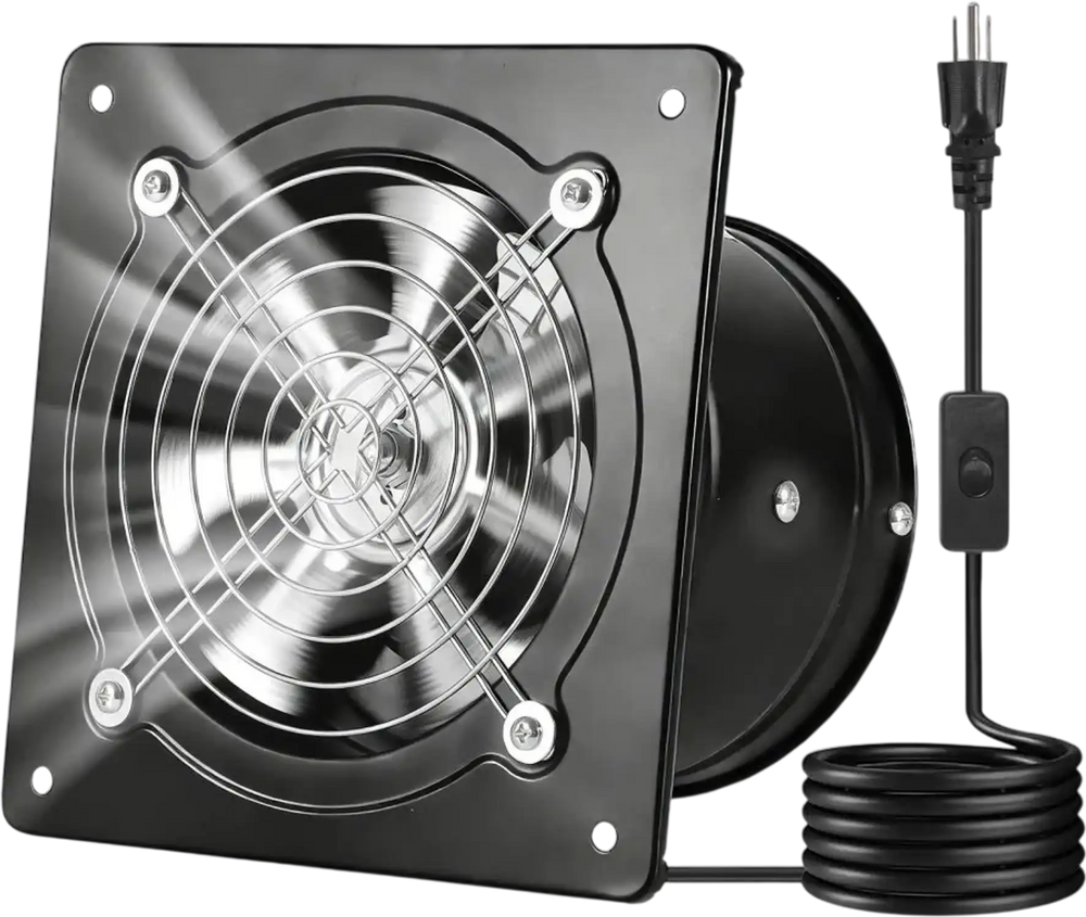 VEVOR 6 Inch Exhaust Fan, 308 CFM High Velocity Wall Mount Vent Fan with On/Off Control, Low Consumption, Portable Ventilation Extractor for Attic,Garage,Basement,Workshop,Kitchen, Chicken Coop,Black