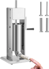 VEVOR Manual Sausage Stuffer, 8LBS/5L Capacity, Two Speed 304 Stainless Steel Vertical Sausage Stuffer, Sausage Filling Machine with 4 Stuffing Tubes, Suction Base for Household or Commercial Use