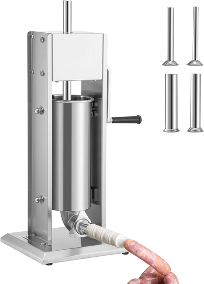Vevor Sausage Stuffer Manual 8 lb. Capacity 2-Speed Stainless Steel with 4 Tubes New