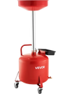 VEVOR 8 Gallon Waste Oil Drain Tank, Industrial Fluid Drain Tank with Adjustable Funnel Height, Portable Oil Drainer with Wheels & Toolbox, Fluid Fuel Transfer Drainage for Auto Repair Shops, Red