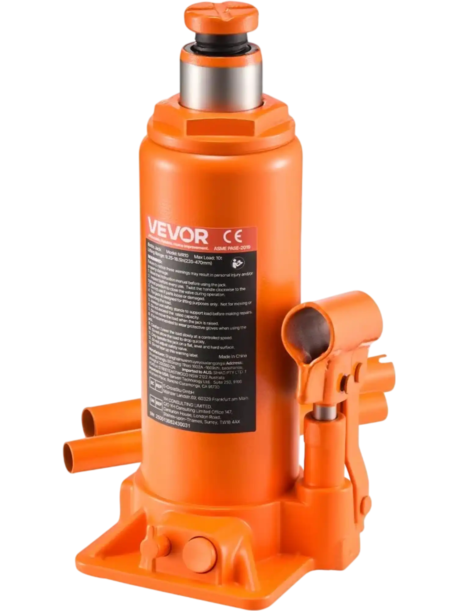 Vevor Bottle Jack Hydraulic 10 Ton 9.3-18.5