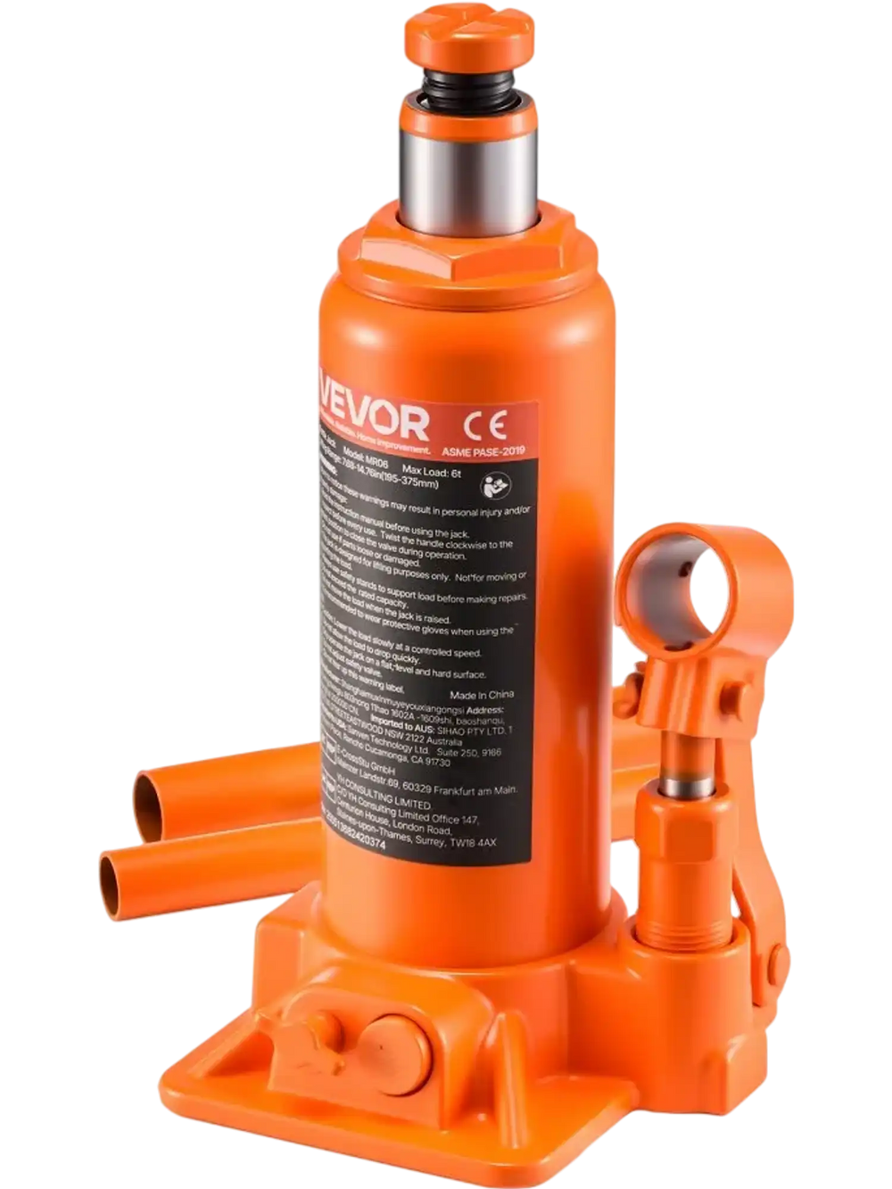 VEVOR Hydraulic Bottle Jack, 6 Ton (13227.6 lbs) Capacity, 7.7-14.8 Inch Lifting Range, Heavy Duty Welded Bottle Jack for Car, SUV, Pickup, Auto Repair, House Lift and Agricultural Equipment, Orange