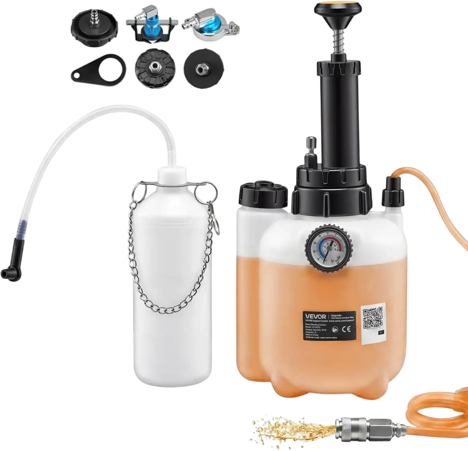 Vevor Brake Bleeder Kit 3L Manual Brake Fluid Bleeding Kit with 1L Waste Bottle New