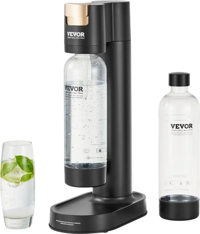 Vevor Soda Maker Sparkling Water Starter Kit with 2 1L PET Bottles Black New