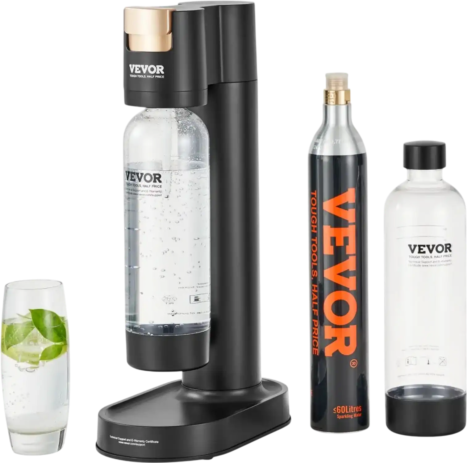 Vevor Soda Maker Sparkling Water Starter Kit with 2 1L PET Bottles and CO2 Cylinder New