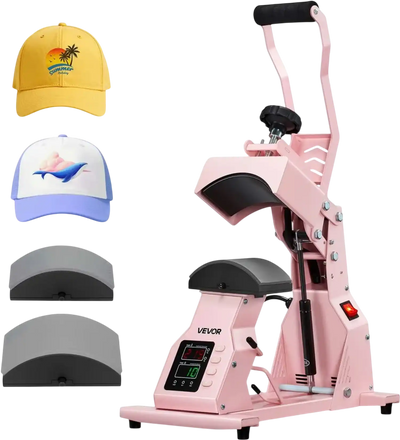 Vevor Hat Heat Press Machine Cap Heat Press for HTV & Sublimation Pink New