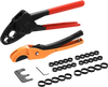 VEVOR PEX Pipe Crimping Tool, Angle Dual Head Combo PEX/PE-RT Crimper for 1/2" and 3/4" Copper Crimp Rings, 30 Copper Crimp Rings, PEX/PE-RT Tubing Cutter, Go/No-Go Gauge, Meets ASTM F1807 Standards