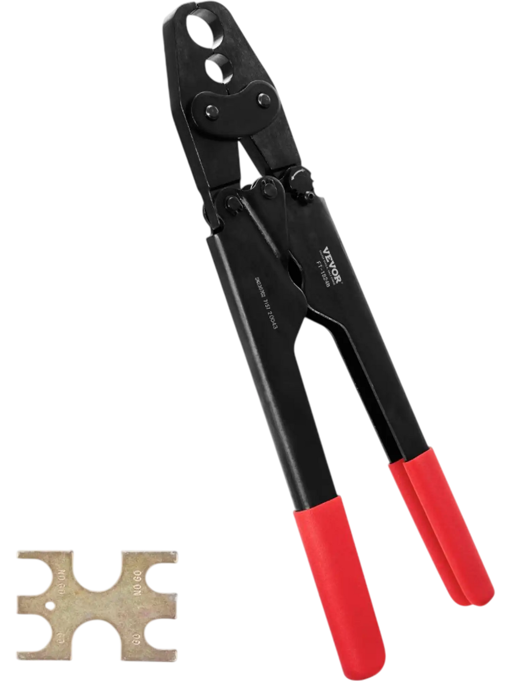 VEVOR PEX Crimping Tool, Dual Head Combo PEX Crimper Tool for 1/2" and 3/4" PEX Copper Crimp Rings, Compact Plumbing Crimp Tool with Go/No-Go Gauge, Well-Polished Jaw, Meets ASTM F1807 Standards