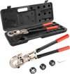 VEVOR Copper Press Tool Tube Fittings Crimping Kit, 360° Rotatable Press Crimper Tool with 1/2", 3/4", 1" Quick Change Jaws, Locking Pin & Extendable Handle, Meet ASTM B88 and B75 Standard