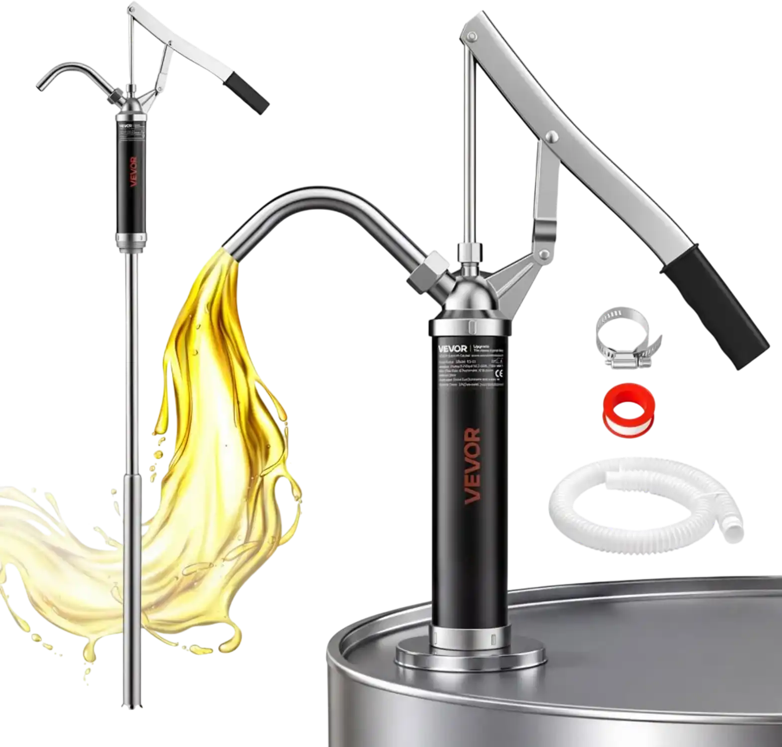 Vevor Drum Pump 6.7 oz/Stroke Steel Hand-Operated Transfer Barrel Pump for 15-55 Gallon Drums New