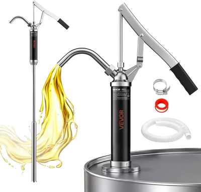 Vevor Drum Pump 6.7 oz/Stroke Steel Hand-Operated Transfer Barrel Pump for 15-55 Gallon Drums New