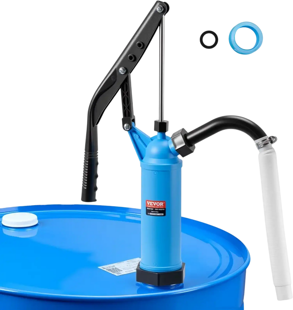 VEVOR Drum Pump, 9.5 oz. Per Stroke, Lever-Action Barrel Pump, Fits 5-55 Gallon Drums with 3-Section Suction Tube Assembly & Hose, Hand Operated, Designed to Transfer Water, Alcohol, Corrosive Liquids