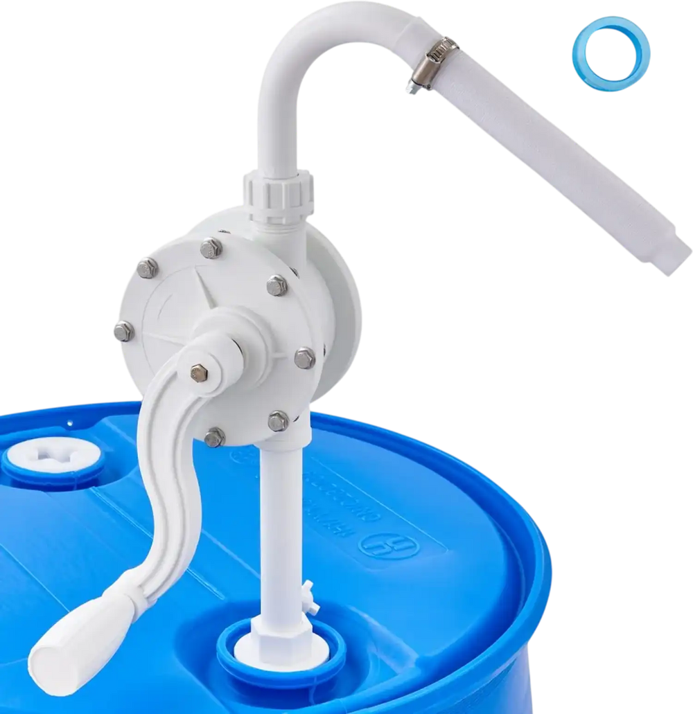 VEVOR Drum Pump, 6.5 GPM Flow, Rotary Barrel Pump Hand Crank, Fits 5 to 55 Gallon Drums with 3-Section Suction Tube Assembly and Hose, Designed for Fast Transfer of Water, Alcohol, Corrosive Liquids