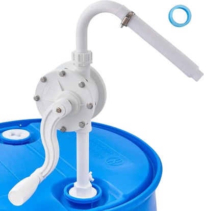 VEVOR Drum Pump, 6.5 GPM Flow, Rotary Barrel Pump Hand Crank, Fits 5 to 55 Gallon Drums with 3-Section Suction Tube Assembly and Hose, Designed for Fast Transfer of Water, Alcohol, Corrosive Liquids