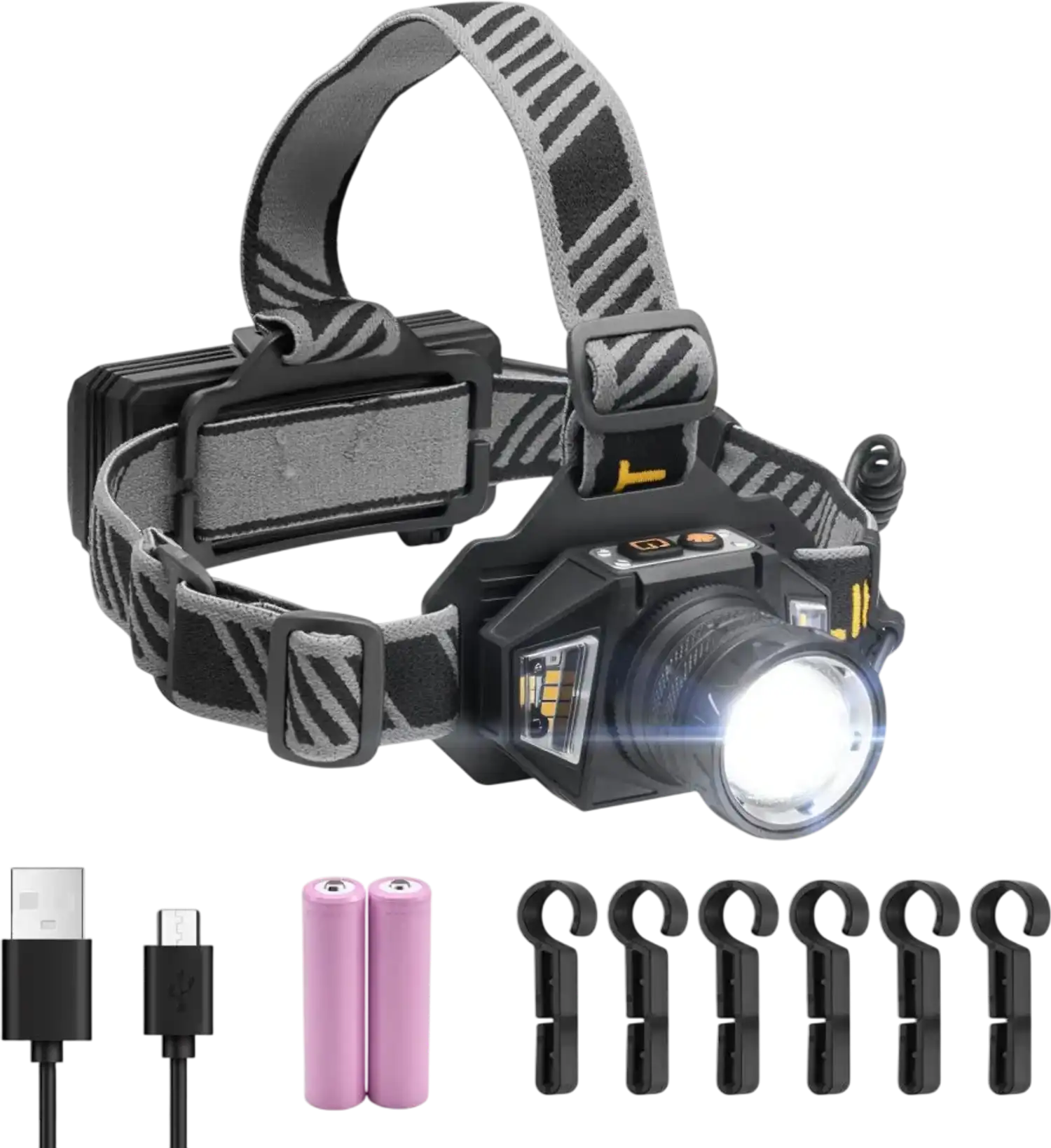 Vevor Headlamp Rechargeable LED 450 lm 16-Mode Adjustable New